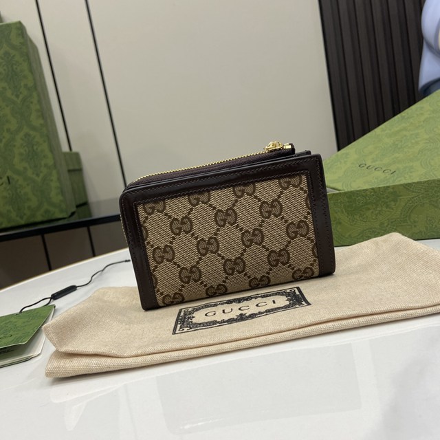 gucci專櫃2024新款帆布零錢包錢夾 古馳uce系列迷你拉鏈錢包 jcp2358